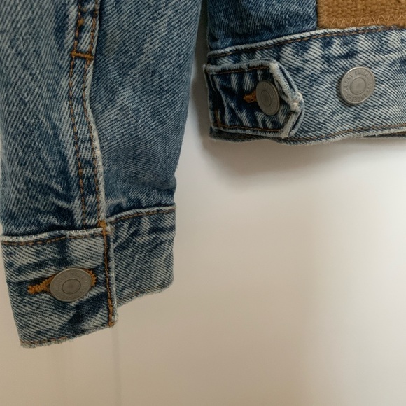 Lucky Brand Tomboy Trucker Denim Jacket Boho Mud Cloth Evil Eye M - Picture 4 of 16